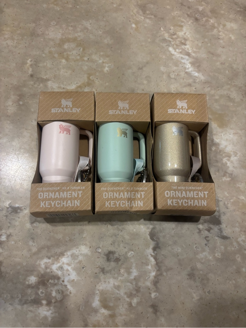 Stanley Ornament Keychain Tumbler Trio - Pink, Mint, Gold